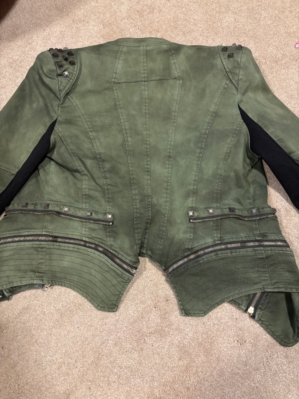 Women's Olive Green Moto Jacket - Picture 3 of 3